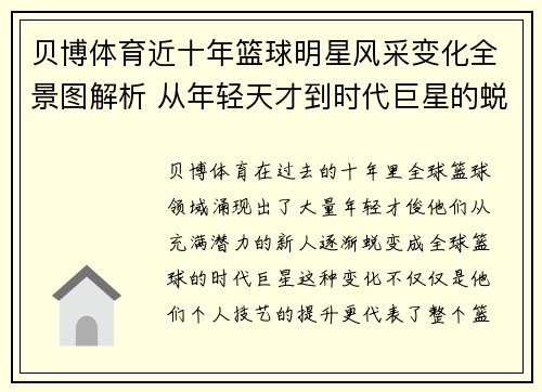 贝博体育近十年篮球明星风采变化全景图解析 从年轻天才到时代巨星的蜕变